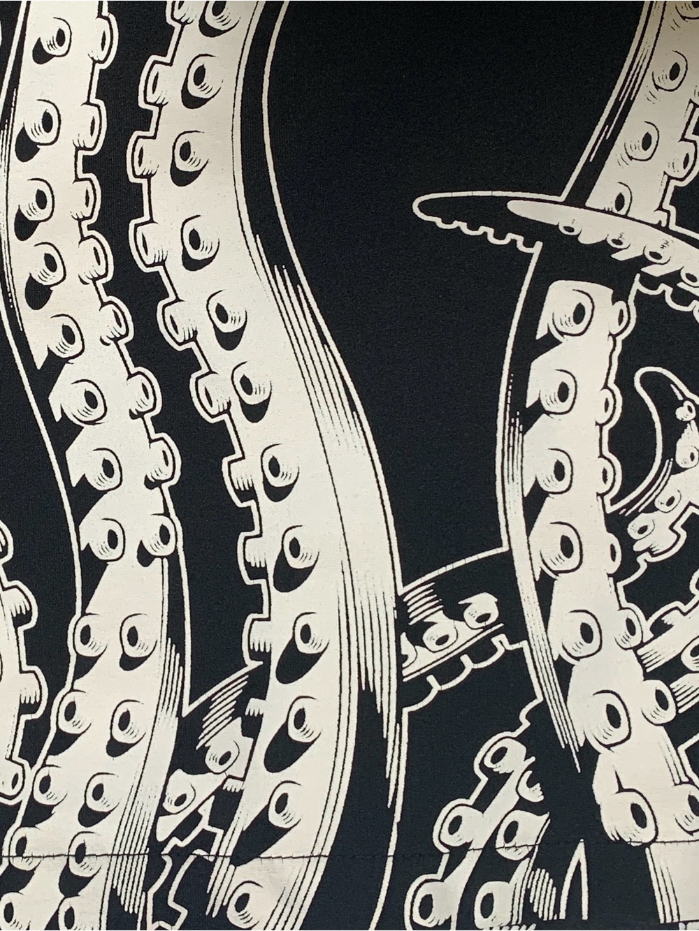 Sourpuss Black Pencil Skirt with White Octopus Tentacle Print - Picture 3 of 9